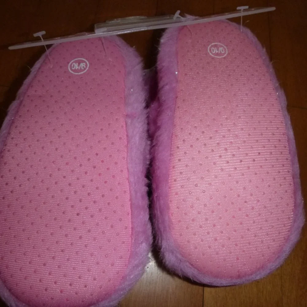 Toddler Girls MINNIE MOUSE Fur Trimmed A Line Slippers Size 9/10 11/12 Bow NWT